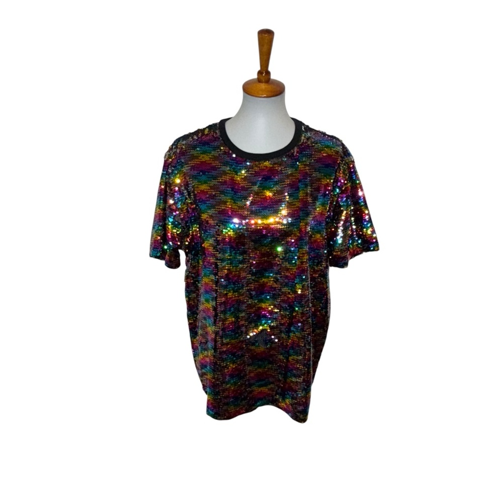 ASOS Rainbow All Over Sequins Shirt Size Medium